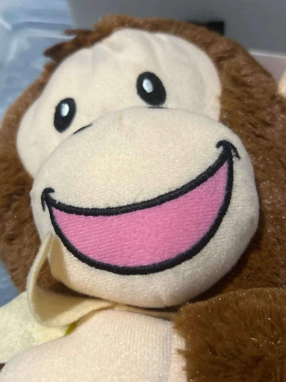 Brown Plush Monkey Backpack for Kids - Cute Banana Hugging Design